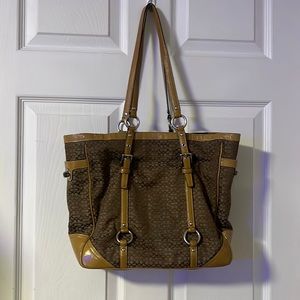 Coach Brown and Tan Tote Bag